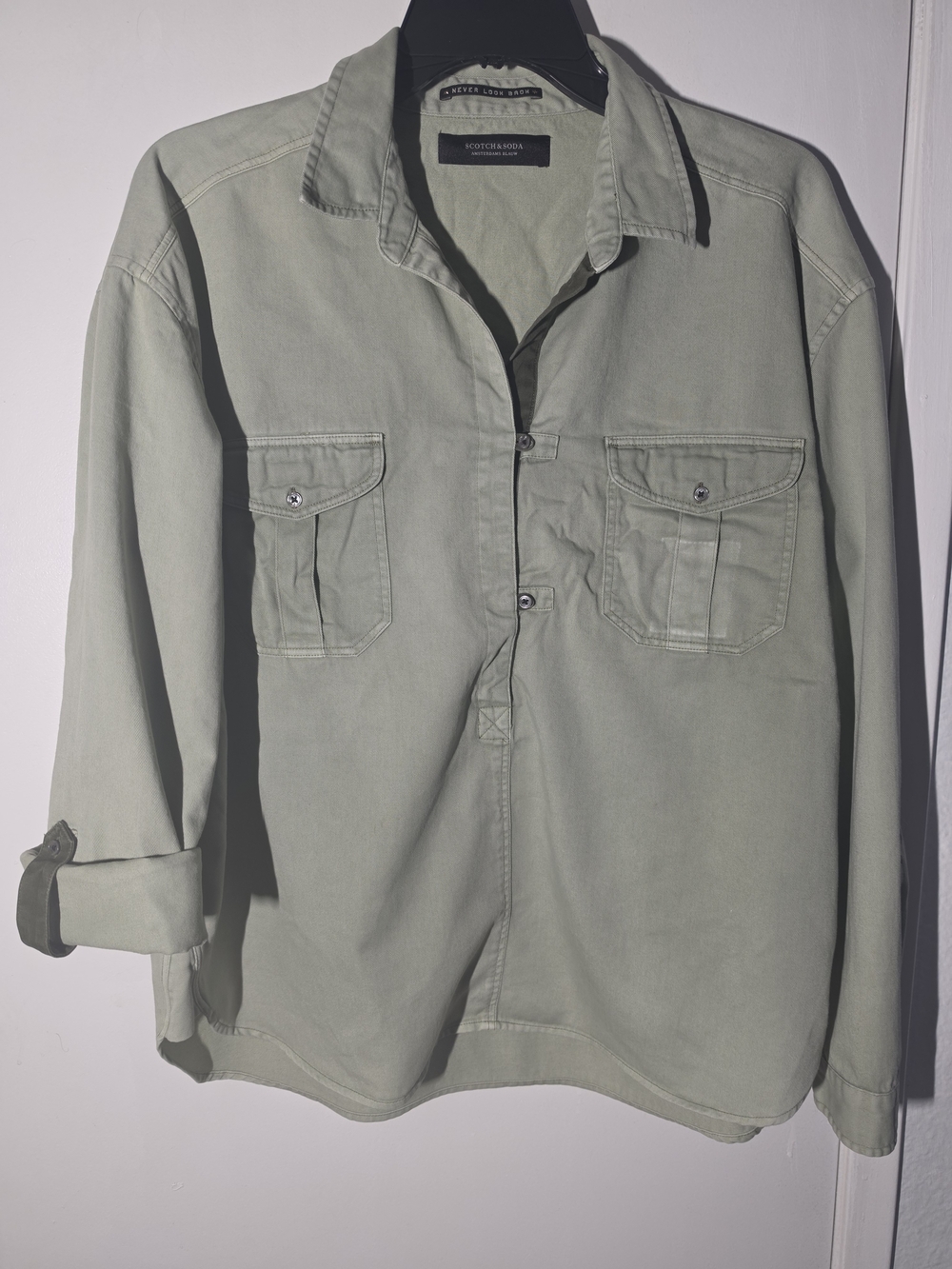 Scotch & Soda Men's Light Olive Utility Shirt Jacket